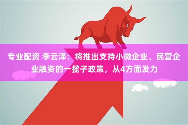 专业配资 李云泽：将推出支持小微企业、民营企业融资的一揽子政策，从4方面发力